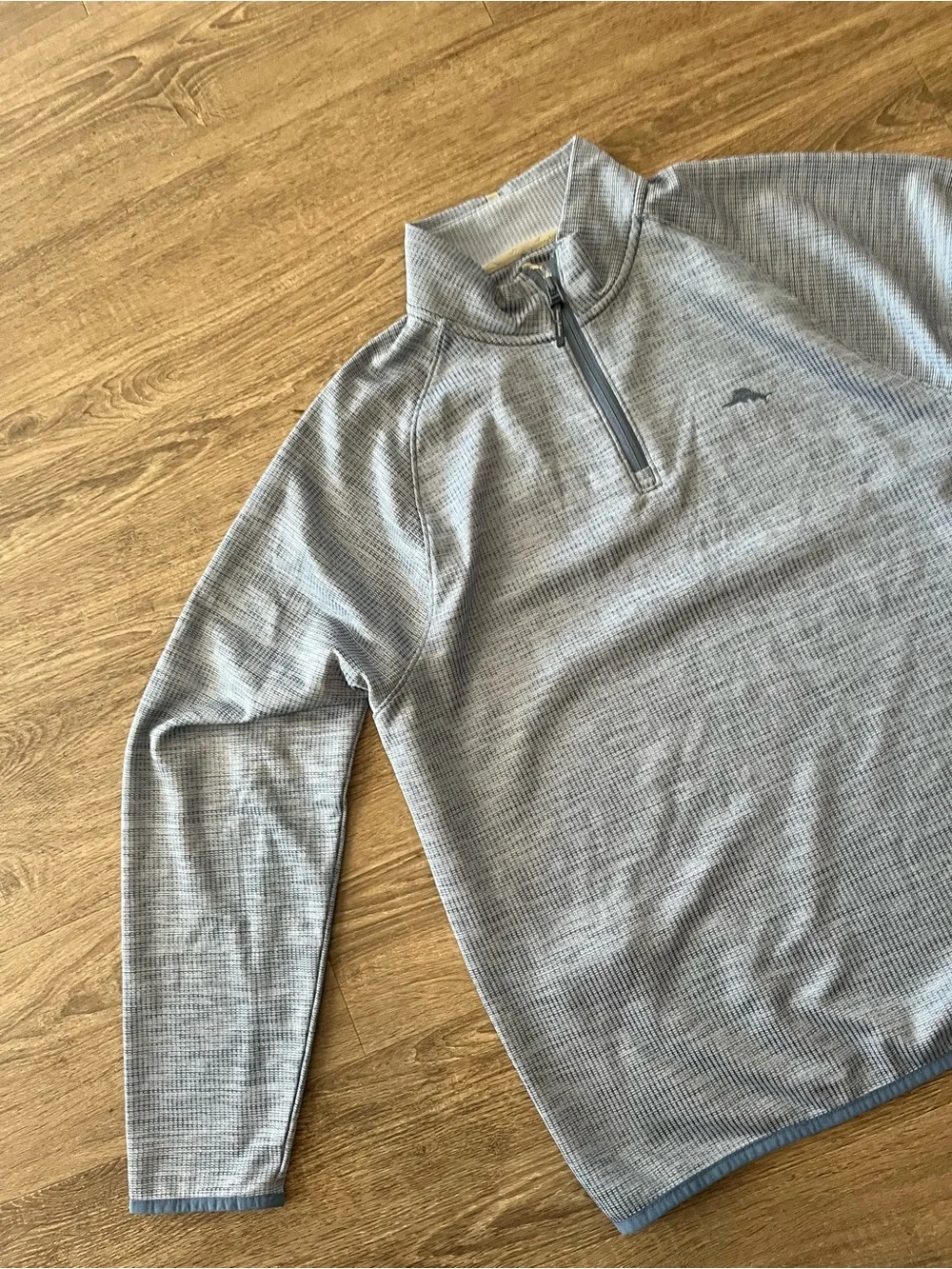 Tommy Bahama Quarter Zip Pullover Sweater IslandZone Mens Large Gray Space Dye
